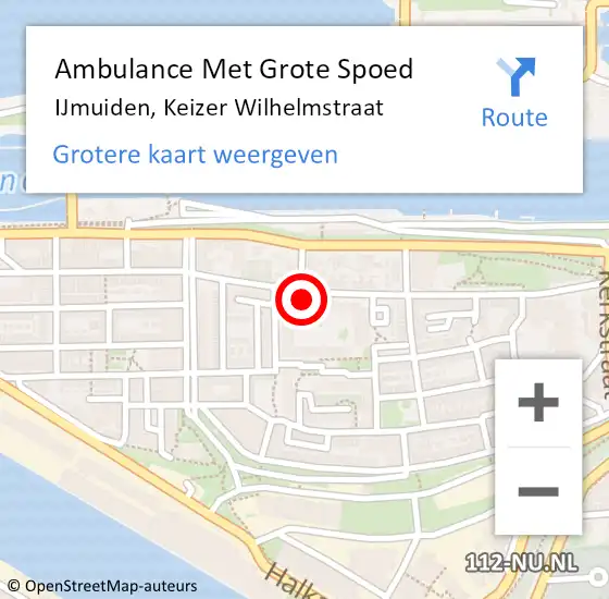 Locatie op kaart van de 112 melding: Ambulance Met Grote Spoed Naar IJmuiden, Keizer Wilhelmstraat op 4 december 2023 10:51