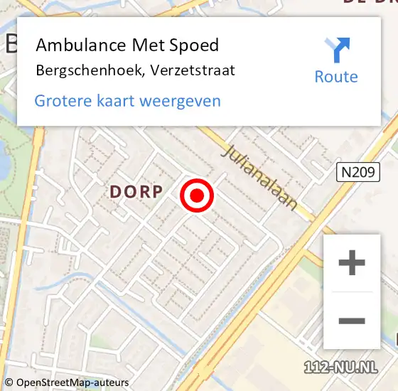 Locatie op kaart van de 112 melding: Ambulance Met Spoed Naar Bergschenhoek, Verzetstraat op 4 december 2023 11:44