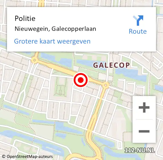 Locatie op kaart van de 112 melding: Politie Nieuwegein, Galecopperlaan op 4 december 2023 11:45