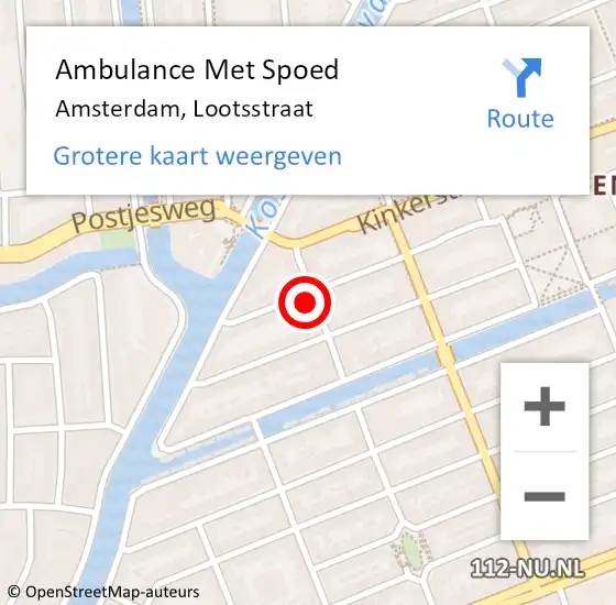 Locatie op kaart van de 112 melding: Ambulance Met Spoed Naar Amsterdam, Lootsstraat op 4 december 2023 12:07