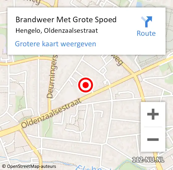 Locatie op kaart van de 112 melding: Brandweer Met Grote Spoed Naar Hengelo, Oldenzaalsestraat op 4 december 2023 12:22