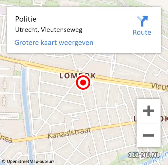 Locatie op kaart van de 112 melding: Politie Utrecht, Vleutenseweg op 4 december 2023 12:32