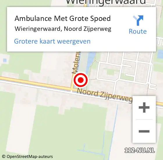 Locatie op kaart van de 112 melding: Ambulance Met Grote Spoed Naar Wieringerwaard, Noord Zijperweg op 4 december 2023 12:39