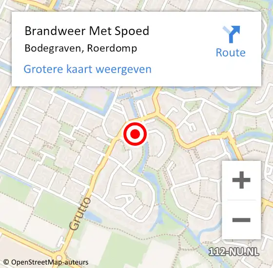 Locatie op kaart van de 112 melding: Brandweer Met Spoed Naar Bodegraven, Roerdomp op 4 december 2023 12:40