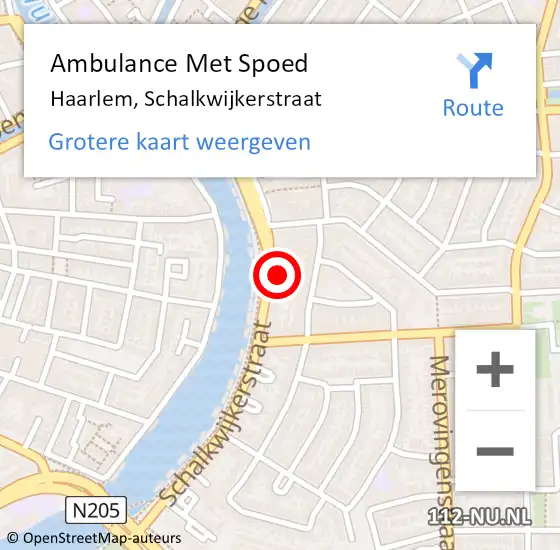 Locatie op kaart van de 112 melding: Ambulance Met Spoed Naar Haarlem, Schalkwijkerstraat op 4 december 2023 12:52