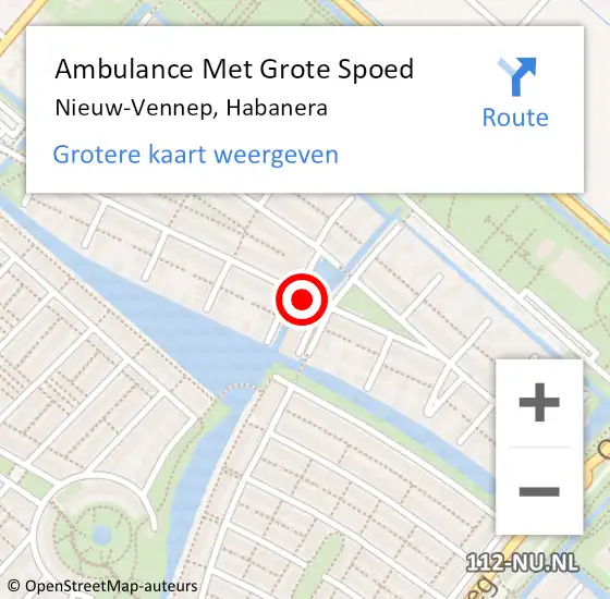 Locatie op kaart van de 112 melding: Ambulance Met Grote Spoed Naar Nieuw-Vennep, Habanera op 4 december 2023 12:52