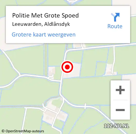 Locatie op kaart van de 112 melding: Politie Met Grote Spoed Naar Leeuwarden, Aldlânsdyk op 4 december 2023 13:51