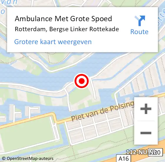 Locatie op kaart van de 112 melding: Ambulance Met Grote Spoed Naar Rotterdam, Bergse Linker Rottekade op 4 december 2023 13:52