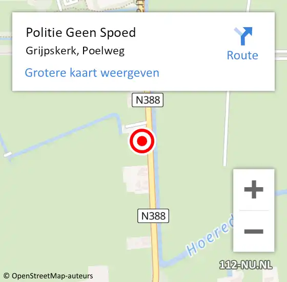 Locatie op kaart van de 112 melding: Politie Geen Spoed Naar Grijpskerk, Poelweg op 4 december 2023 14:08