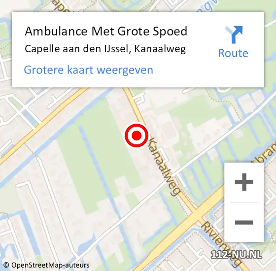Locatie op kaart van de 112 melding: Ambulance Met Grote Spoed Naar Capelle aan den IJssel, Kanaalweg op 4 december 2023 14:43