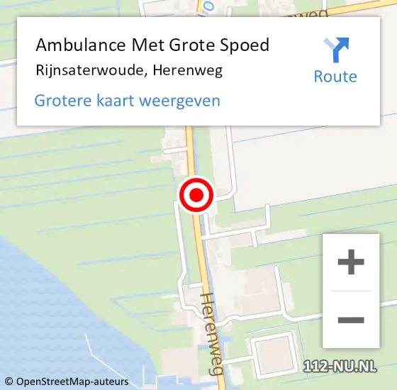 Locatie op kaart van de 112 melding: Ambulance Met Grote Spoed Naar Rijnsaterwoude, Herenweg op 4 december 2023 14:51