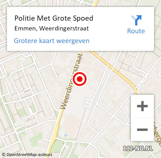 Locatie op kaart van de 112 melding: Politie Met Grote Spoed Naar Emmen, Weerdingerstraat op 4 december 2023 15:24