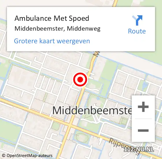 Locatie op kaart van de 112 melding: Ambulance Met Spoed Naar Middenbeemster, Middenweg op 4 december 2023 15:28