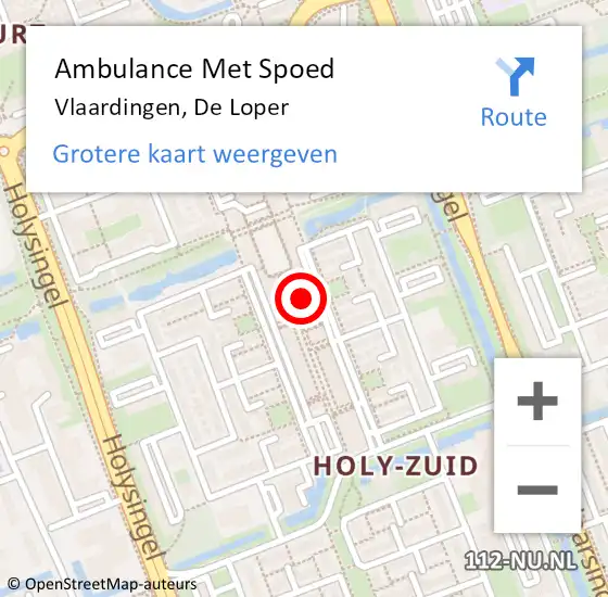 Locatie op kaart van de 112 melding: Ambulance Met Spoed Naar Vlaardingen, De Loper op 4 december 2023 15:31