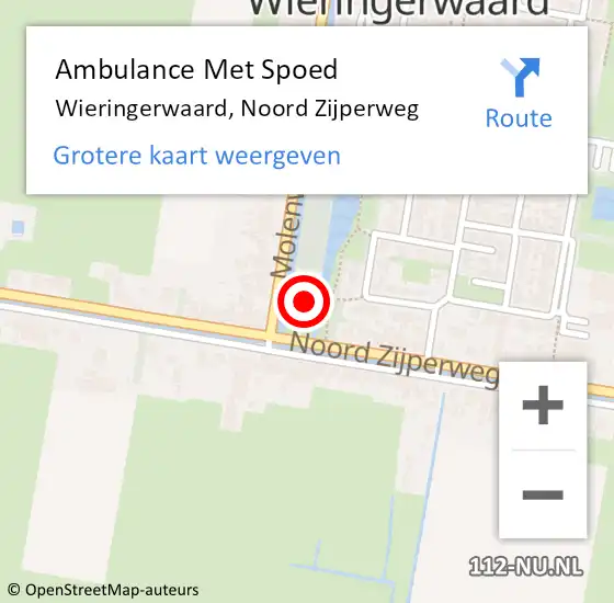 Locatie op kaart van de 112 melding: Ambulance Met Spoed Naar Wieringerwaard, Noord Zijperweg op 4 december 2023 15:33