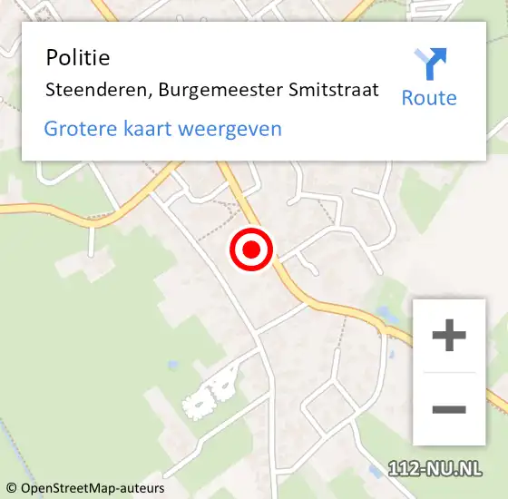 Locatie op kaart van de 112 melding: Politie Steenderen, Burgemeester Smitstraat op 4 december 2023 15:33