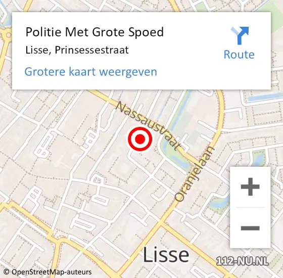 Locatie op kaart van de 112 melding: Politie Met Grote Spoed Naar Lisse, Prinsessestraat op 4 december 2023 16:06