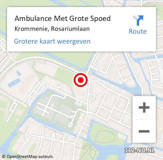Locatie op kaart van de 112 melding: Ambulance Met Grote Spoed Naar Krommenie, Rosariumlaan op 4 december 2023 16:19