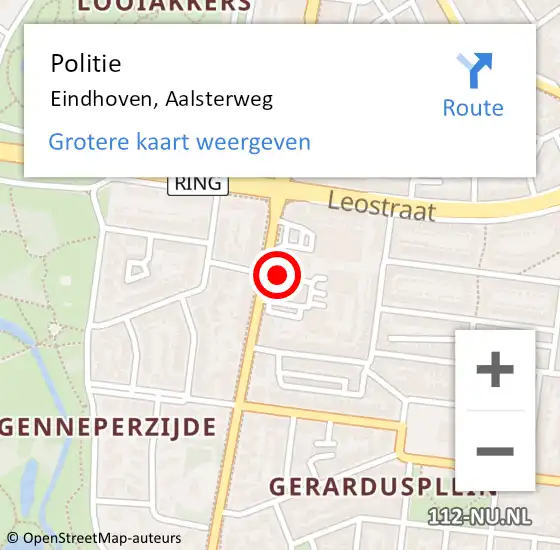 Locatie op kaart van de 112 melding: Politie Eindhoven, Aalsterweg op 4 december 2023 16:51