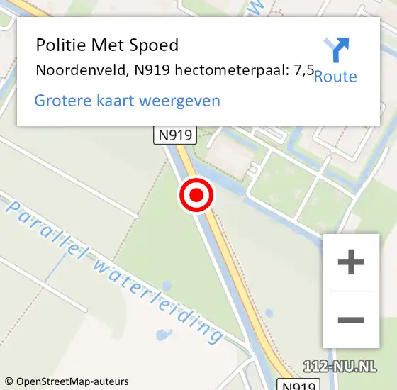 Locatie op kaart van de 112 melding: Politie Met Spoed Naar Noordenveld, N919 hectometerpaal: 7,5 op 4 december 2023 17:12