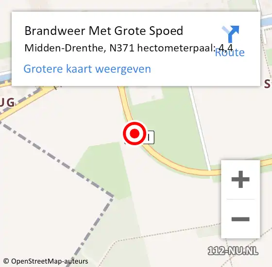 Locatie op kaart van de 112 melding: Brandweer Met Grote Spoed Naar Midden-Drenthe, N371 hectometerpaal: 4,4 op 4 december 2023 17:31