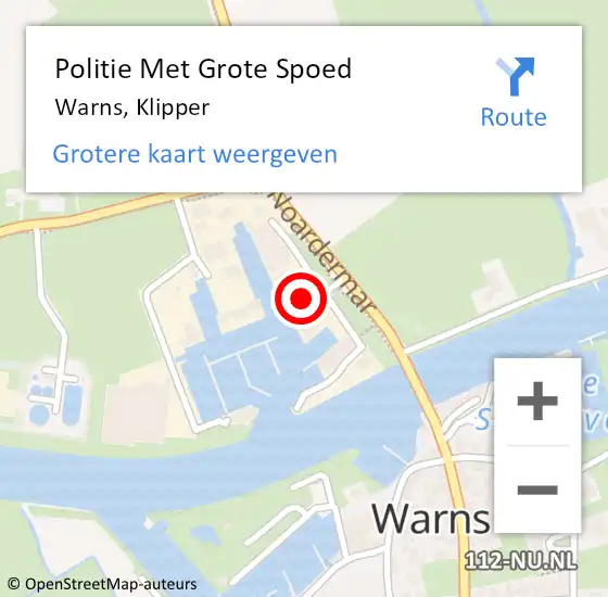 Locatie op kaart van de 112 melding: Politie Met Grote Spoed Naar Warns, Klipper op 4 december 2023 17:50