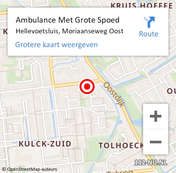 Locatie op kaart van de 112 melding: Ambulance Met Grote Spoed Naar Hellevoetsluis, Moriaanseweg Oost op 4 december 2023 18:09