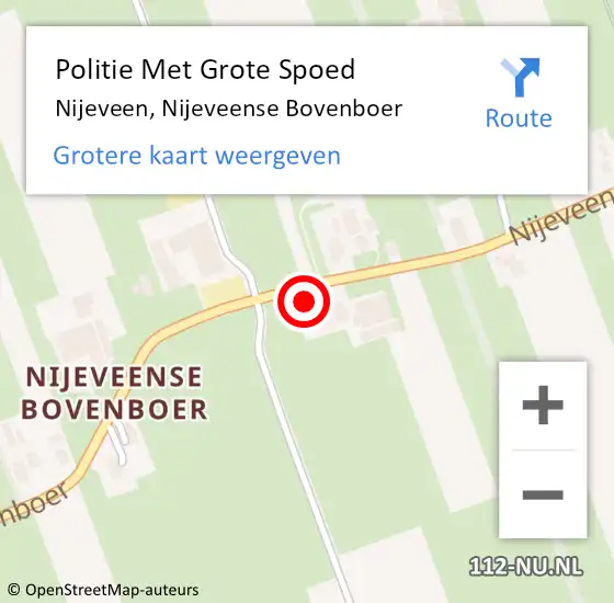 Locatie op kaart van de 112 melding: Politie Met Grote Spoed Naar Nijeveen, Nijeveense Bovenboer op 4 december 2023 18:15