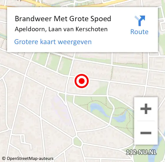 Locatie op kaart van de 112 melding: Brandweer Met Grote Spoed Naar Apeldoorn, Laan van Kerschoten op 4 december 2023 18:46