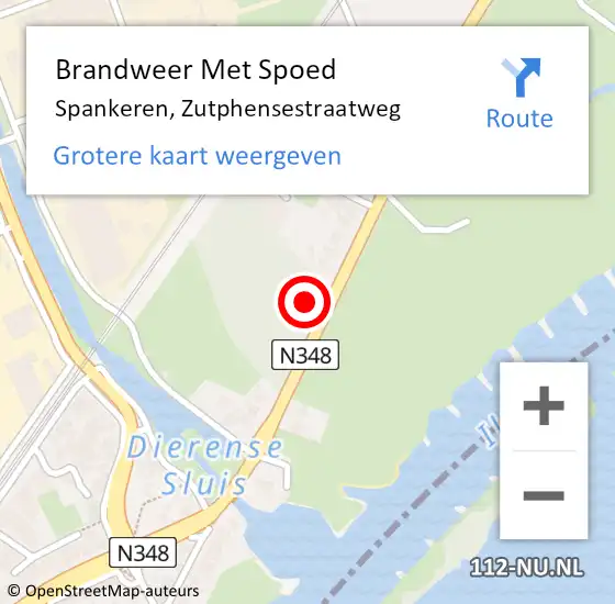 Locatie op kaart van de 112 melding: Brandweer Met Spoed Naar Spankeren, Zutphensestraatweg op 4 december 2023 20:00