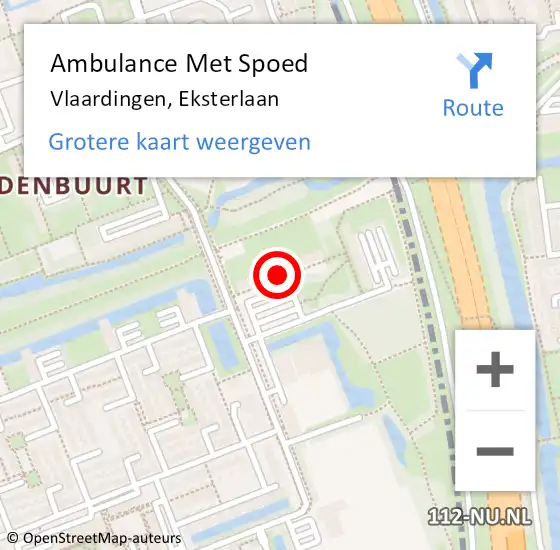 Locatie op kaart van de 112 melding: Ambulance Met Spoed Naar Vlaardingen, Eksterlaan op 4 december 2023 21:24