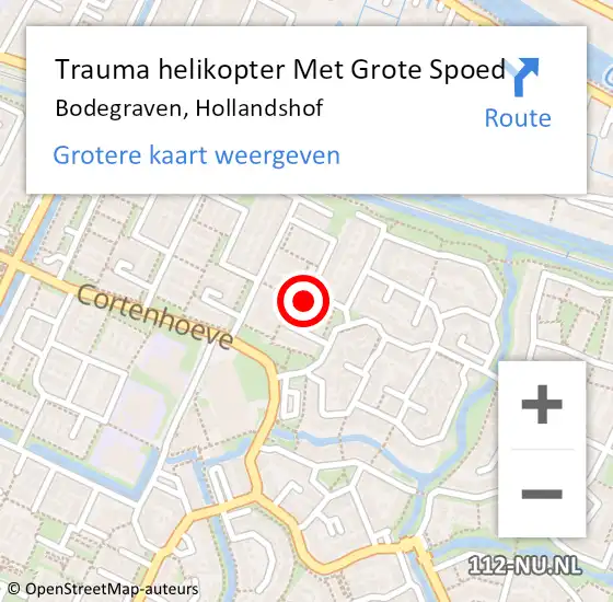 Locatie op kaart van de 112 melding: Trauma helikopter Met Grote Spoed Naar Bodegraven, Hollandshof op 4 december 2023 21:28