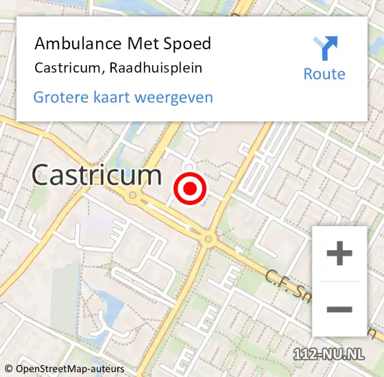 Locatie op kaart van de 112 melding: Ambulance Met Spoed Naar Castricum, Raadhuisplein op 4 december 2023 22:21