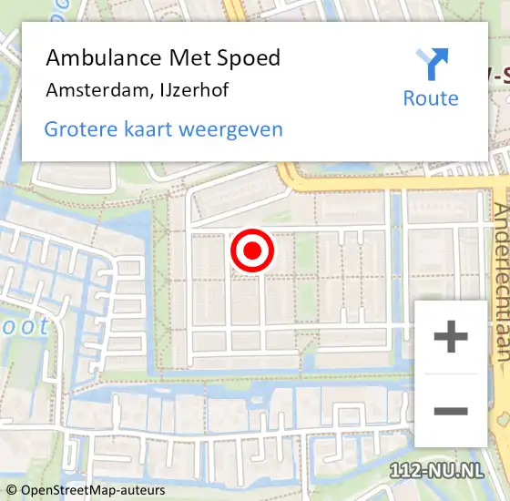 Locatie op kaart van de 112 melding: Ambulance Met Spoed Naar Amsterdam, IJzerhof op 4 december 2023 22:51