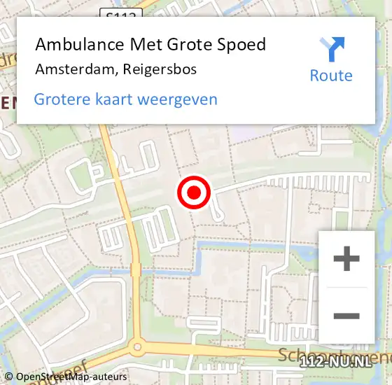 Locatie op kaart van de 112 melding: Ambulance Met Grote Spoed Naar Amsterdam, Reigersbos op 4 december 2023 23:49