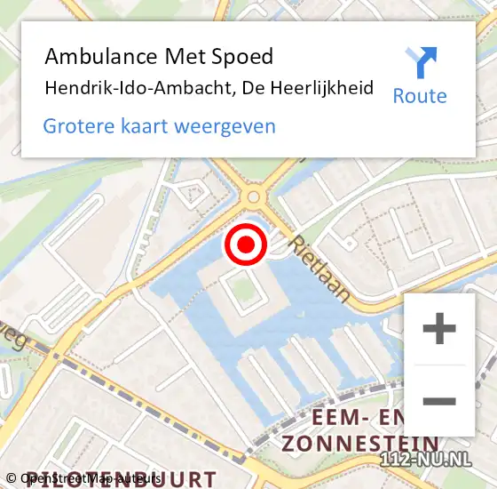 Locatie op kaart van de 112 melding: Ambulance Met Spoed Naar Hendrik-Ido-Ambacht, De Heerlijkheid op 5 december 2023 07:02