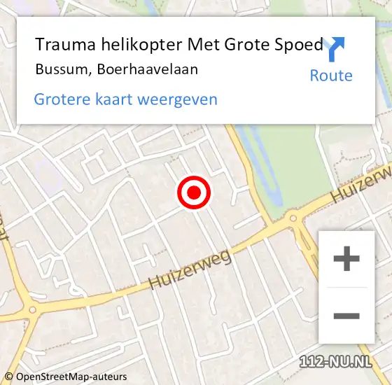 Locatie op kaart van de 112 melding: Trauma helikopter Met Grote Spoed Naar Bussum, Boerhaavelaan op 5 december 2023 07:47