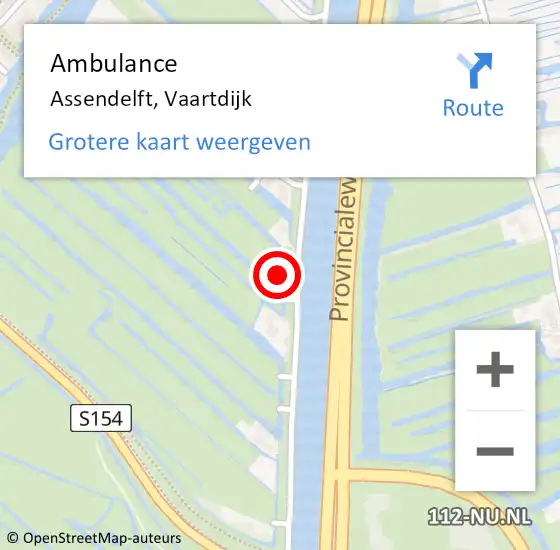 Locatie op kaart van de 112 melding: Ambulance Assendelft, Vaartdijk op 5 december 2023 07:59