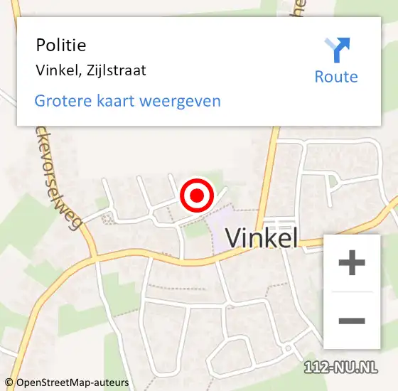Locatie op kaart van de 112 melding: Politie Vinkel, Zijlstraat op 5 december 2023 08:29