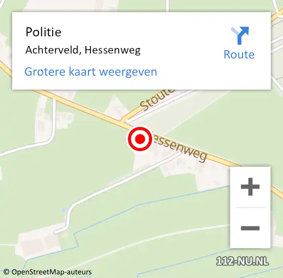 Locatie op kaart van de 112 melding: Politie Achterveld, Hessenweg op 5 december 2023 08:40