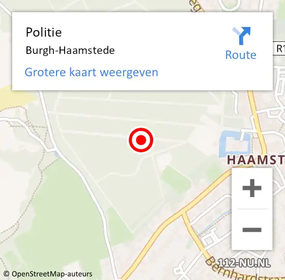 Locatie op kaart van de 112 melding: Politie Burgh-Haamstede op 5 december 2023 09:18