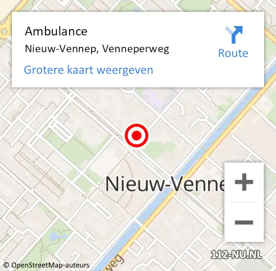 Locatie op kaart van de 112 melding: Ambulance Nieuw-Vennep, Venneperweg op 5 december 2023 09:42