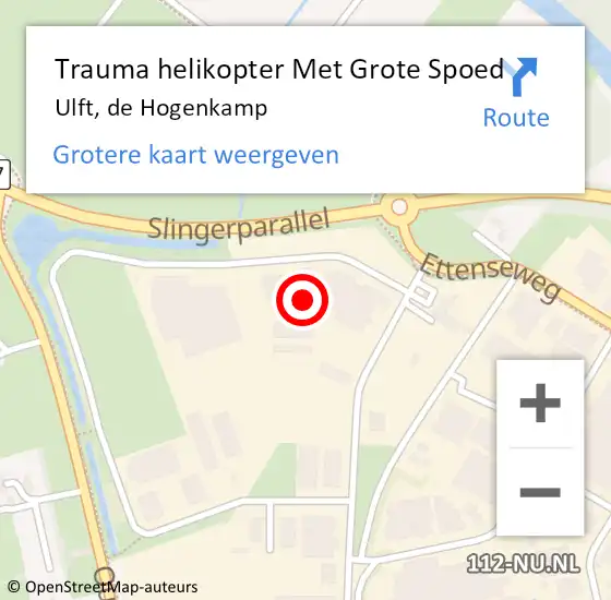 Locatie op kaart van de 112 melding: Trauma helikopter Met Grote Spoed Naar Ulft, de Hogenkamp op 5 december 2023 09:47