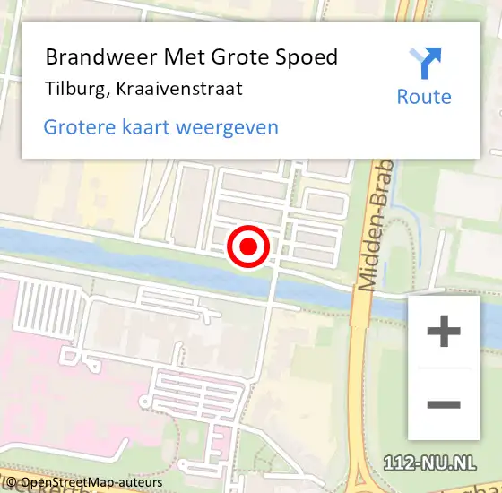 Locatie op kaart van de 112 melding: Brandweer Met Grote Spoed Naar Tilburg, Kraaivenstraat op 5 december 2023 10:07