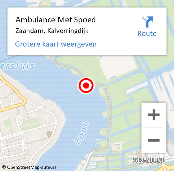 Locatie op kaart van de 112 melding: Ambulance Met Spoed Naar Zaandam, Kalverringdijk op 5 december 2023 10:21