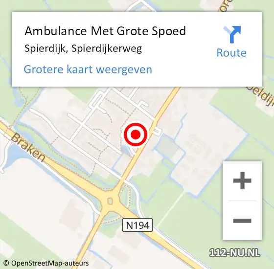 Locatie op kaart van de 112 melding: Ambulance Met Grote Spoed Naar Spierdijk, Spierdijkerweg op 5 december 2023 11:02