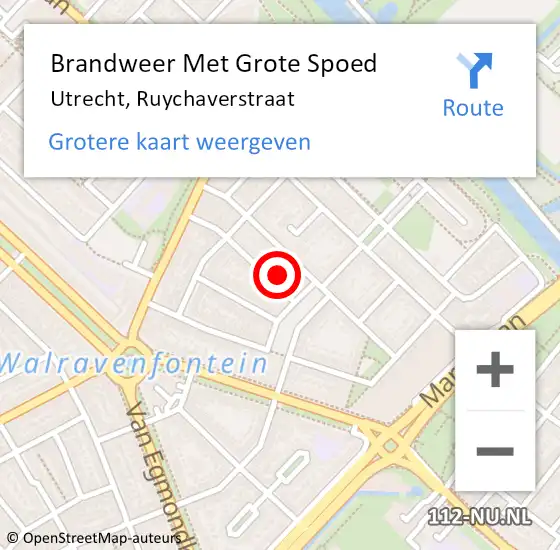 Locatie op kaart van de 112 melding: Brandweer Met Grote Spoed Naar Utrecht, Ruychaverstraat op 17 september 2014 14:04