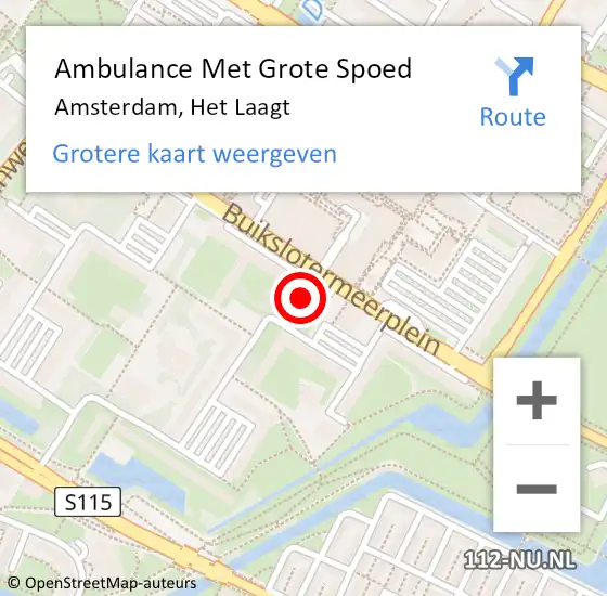 Locatie op kaart van de 112 melding: Ambulance Met Grote Spoed Naar Amsterdam, Het Laagt op 5 december 2023 12:30