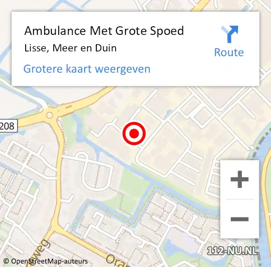 Locatie op kaart van de 112 melding: Ambulance Met Grote Spoed Naar Lisse, Meer en Duin op 5 december 2023 12:52