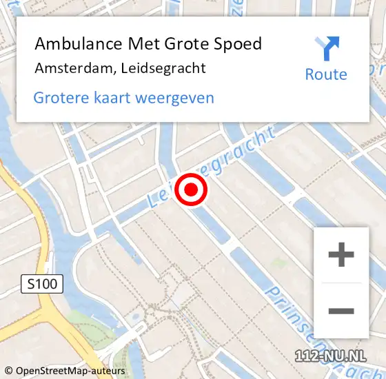 Locatie op kaart van de 112 melding: Ambulance Met Grote Spoed Naar Amsterdam, Leidsegracht op 5 december 2023 13:13